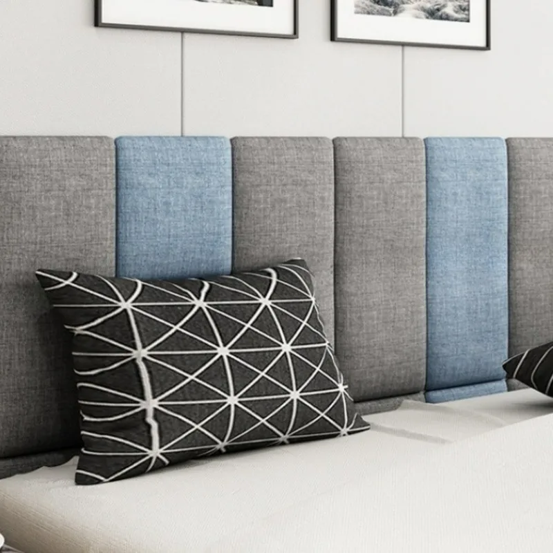 Faux Linen Wall Stickers Upholstered Anti Collision Self Adhesive Cushion Soft Decoration Panels Headboard Background Wall Decor - Image 4