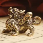 Brass Kirin Chinese Mythical Animal Dragon Statue Figures Antique Miniature Ornaments Feng Shui Home Decor Gifts