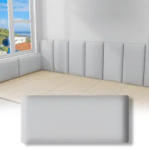 3D Soft Wall Panel for Safe Anti-Collision Wall Pad Self Adhesive Leather Rectangular Peel and Stick Headboard for Kids Bedroom