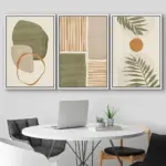 Simple Style Canvas Print Posters Wall Art Painting Set of 3 Tropical Leaves Abstract Shapes Illustrations Modern Art Boho Decor