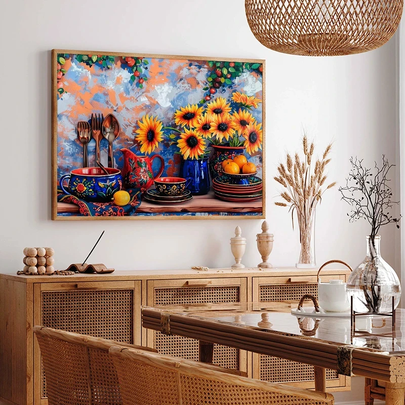 Nordic Traditional Farmhouse Kitchen Still Life Cactus Poster Colorful Landscape Canvas Paintings Wall Art Pictures Home Decor - Image 4