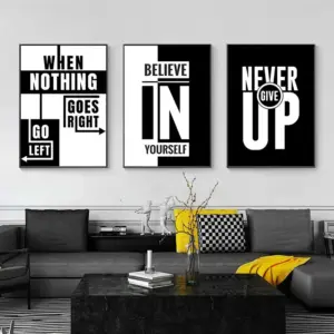 Black White Inspirational Quotes Canvas Art Poster Simple Modern Office Wall Decorative Picture Prints Home Decor Painting