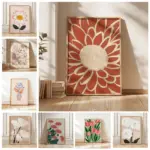 1 Frameless Retro Floral Print,Unique Creative Aesthetic Decor,Spring Decor Painting,Minimalist Wall Art,Living Room Bedroom Art