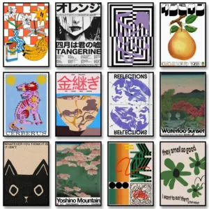 Vintage Classic Posters Retro Abstract Canvas Print Mid Century Wall Art Canvas Painting for Living Room Bedroom Home Decor