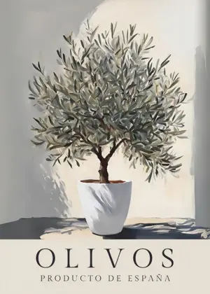 Retro Elegant Olive Tree and Lemon Canvas Poster Vase Wall Art Poster Perfect Gift for Living Room Bedroom Dormitory Home Decor