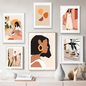 Abstract Fashion Vintage Girl Nordic Posters and Prints Minimalist Wall Art Canvas Painting Wall Pictures For Living Room Decor