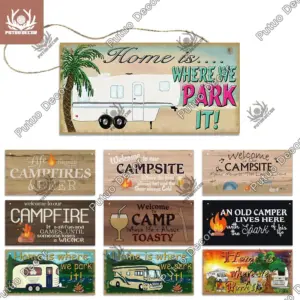 Putuo Decor-Camping Wooden Plaques Signs, Decorative Plaques, Living Room Decoration, Home Door Decor, Camping Supplies