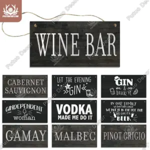 Putuo Decor-Wooden Wine Signs Wall Plaque, Wooden Alcohol Plaque for Door Hanging Sign, Home Decor, Bar, Pub, Wall Decoration