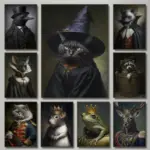 Victorian Dark Academia Witch Gothic Animals Raven Bat Rat King Black Cat Poster Canvas Painting Wall Art Pictures Home Decor