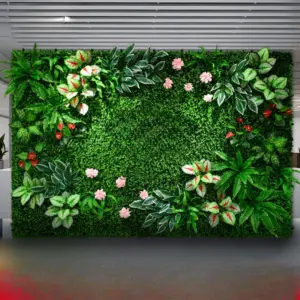 Simulated Three-dimensional Plant Wall Bionic Green Plants Fake Flowers Artificial Lawn Hanging Landscaping Background Wall Indo