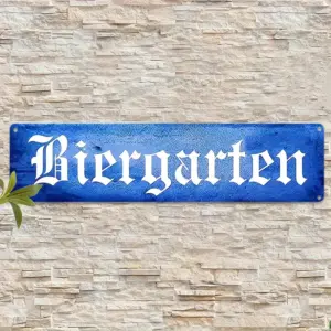 German Biergarten Metal Sign - Vintage Beer Garden Aluminum Plaque for Pub, Bar & Oktoberfest Decor