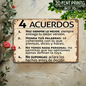 2D Flat Vintage Spanish Metal Tin Sign - 8''x12'' Inspirational Quotes Art, Cafe Bar Decor, Indoor-Outdoor Plaque