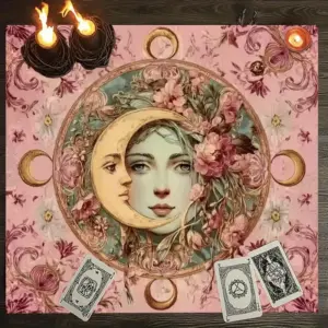 1pc Moon & Flowers Tarot Tablecloth – Elegant Altar Cloth for Divination, Magic Decor & Spiritual Events 75x75cm 90x90cm