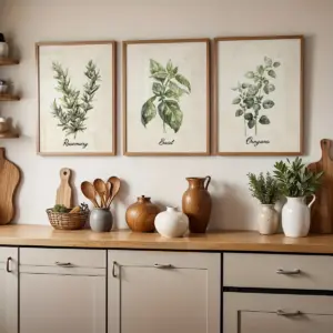 3pcs/set Vintage Watercolor Botanical Herb Canvas Print Poster Modern Cottagecore Farmhouse Art Prints Living Room Home Decor