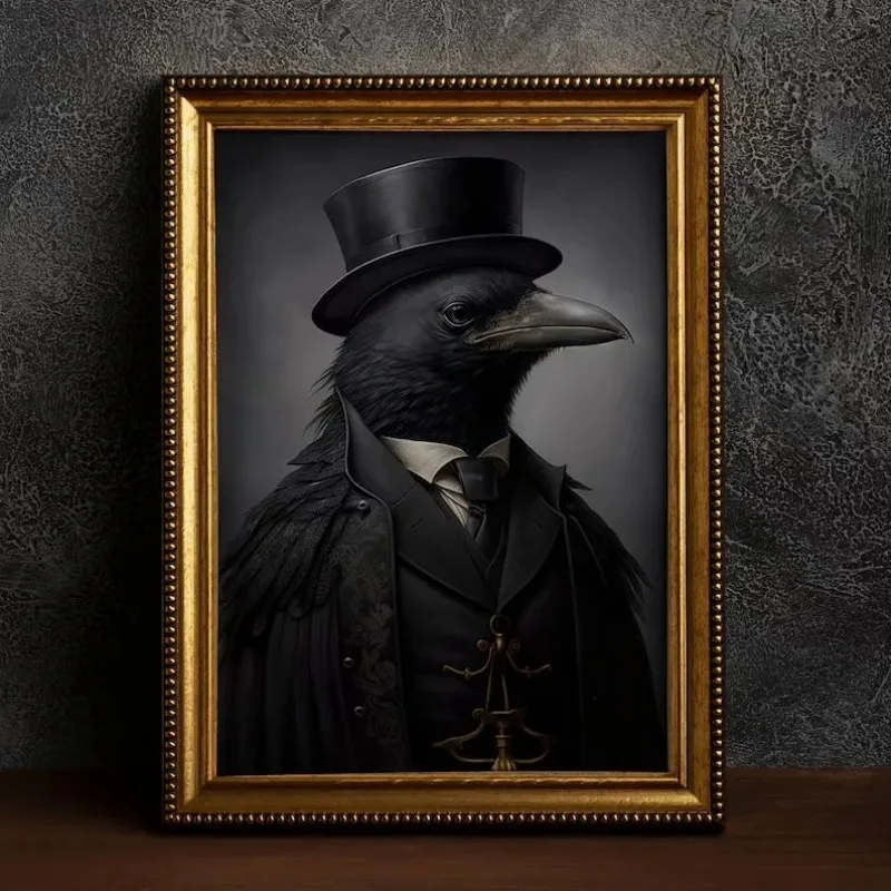 Victorian Dark Academia Witch Gothic Animals Raven Bat Rat King Black Cat Poster Canvas Painting Wall Art Pictures Home Decor - Image 5