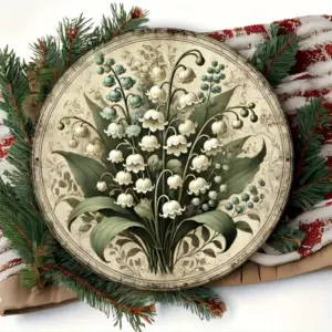 Vintage Lily of the Valley Floral 2D Flat Tin Sign - Rustic Botanical Themed Wall Decor for Home, Kitchen, Bedroom and Flower Lo