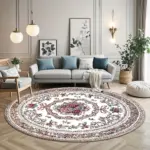 Luxury Crystal Velvet Round Rug with Golden Diamond Pattern – Plush, Non-Slip, Elegant Home Decor for Any Room