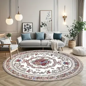 Luxury Crystal Velvet Round Rug with Golden Diamond Pattern – Plush, Non-Slip, Elegant Home Decor for Any Room
