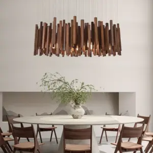 Walnut wood Ceiling Chandelier Japanese Wabi Sabi Retro Wooden pendant lamp Living Room Farmhouse Kitchen island Hanging lights