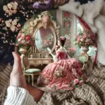 8in 2D Pink Princess Series Wooden Round Disc Perfume Princess Bedroom Home Decor Tabletop Wall Hanging Item Photography Props