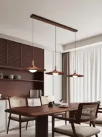 Restaurant chandelier Italian minimalist walnut color UFO lamp creative living room lamp dining room Kitchen pendant lights