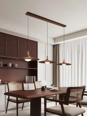 Restaurant chandelier Italian minimalist walnut color UFO lamp creative living room lamp dining room Kitchen pendant lights