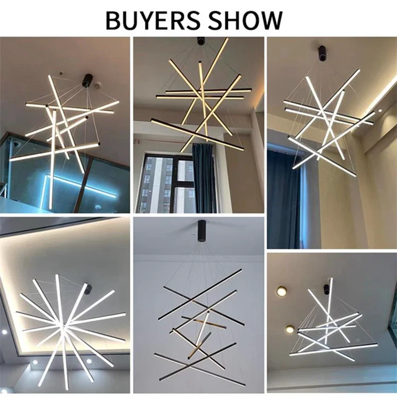 Modern Stair Ceiling Chandelier Bar shaped LED Pendant Light Living Room Duplex Building Highrise 90-260v Indoor Hanging Lamp - Image 6