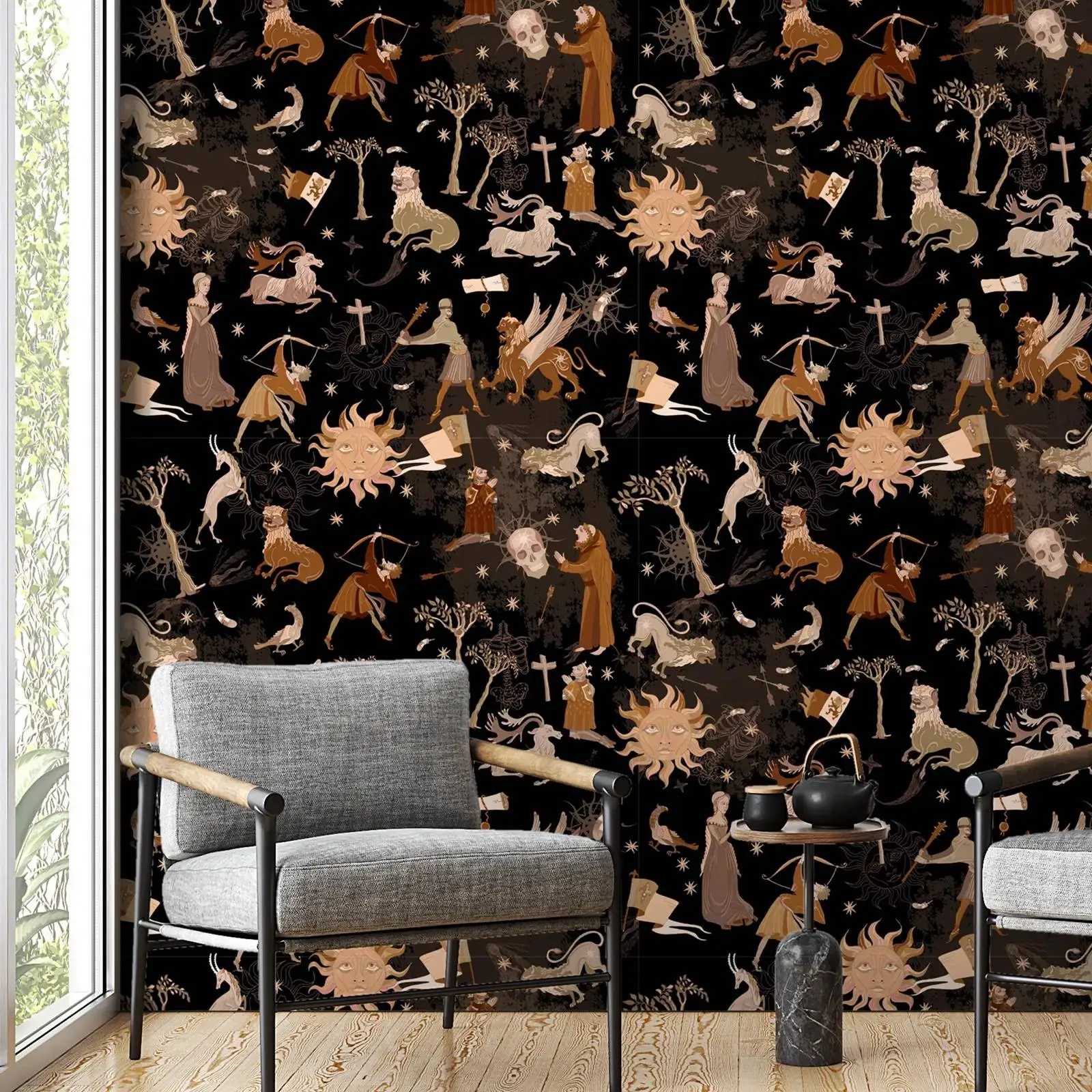 Medieval Wallpaper Peel and Stick,,Dark Academia Wall Mural, Mysterious Astrology Wall Decor,Self-adhesive Or Tradition Un-paste - Image 6