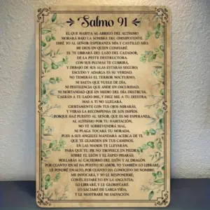 Vintage Spanish Psalm 91 Metal Sign Christian Wall Art Religious Home Decor