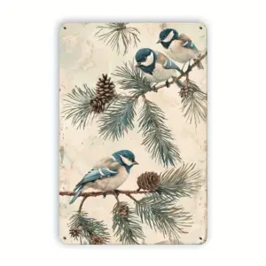 Vintage Bluebird Family Iron Metal Tin Sign 8x12inch Rustic Farmhouse Wall Decor Plaque for Home Garden