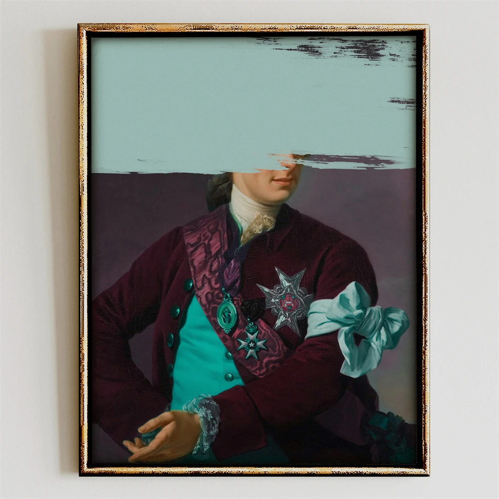 Funny Altered Art Portrait Poster Dark Academia Rococo Print Vintage Pastel Portrait Canvas Painting Bubblegum Baroque Art Print - Image 3