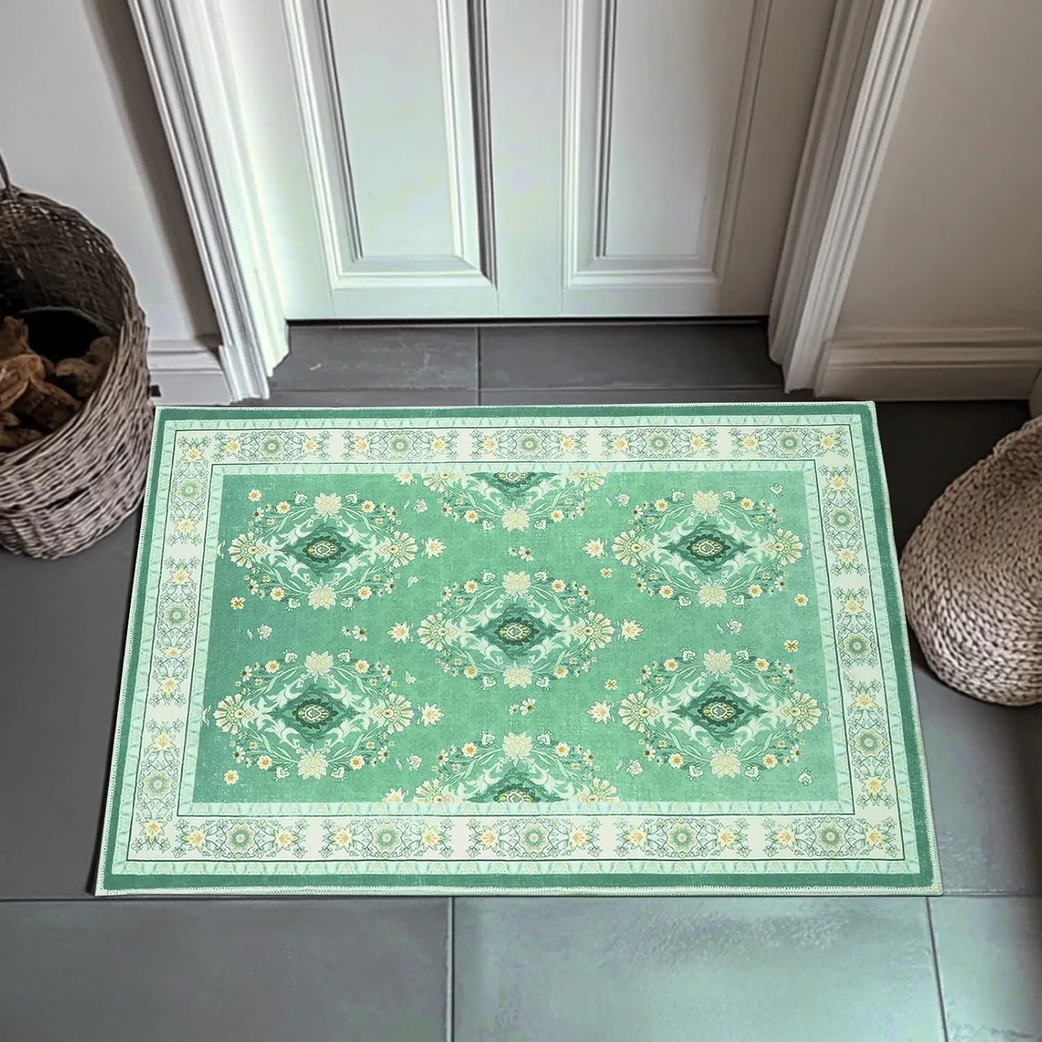 Elegant Floral Area Rug for Living Room Bedroom Large Soft Floor Mat Non-Slip Coffee Table Carpet Home Decor - Image 5