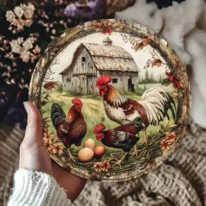 2D Vintage Farmhouse Chicken Wall Sculpture 8x8"|Tinplate,Eggs&Flowers,Halloween&Christmas Gift,Home Decor,Local Delivery