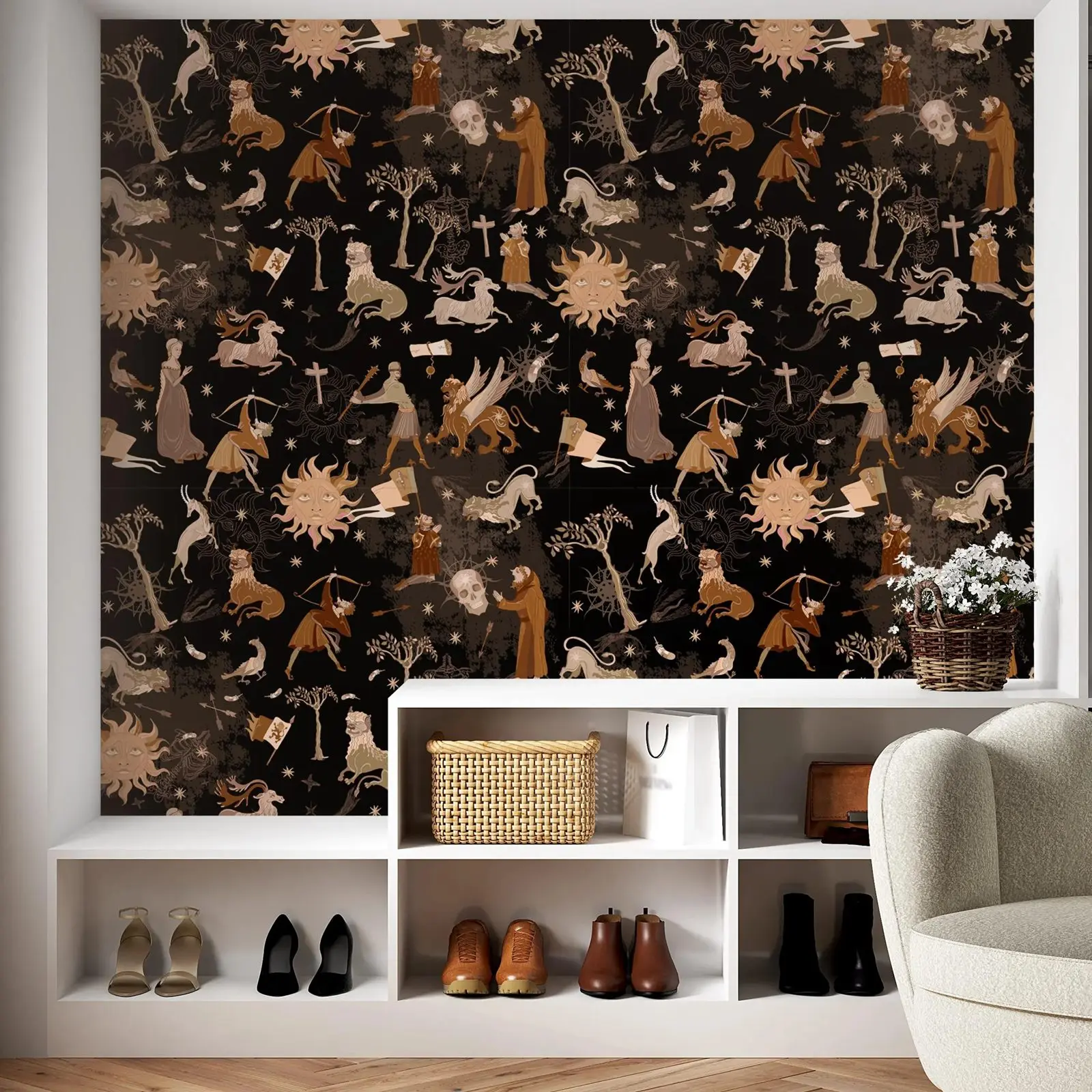 Medieval Wallpaper Peel and Stick,,Dark Academia Wall Mural, Mysterious Astrology Wall Decor,Self-adhesive Or Tradition Un-paste - Image 5