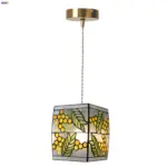 IWHD Home Decor LED Pendant Light Fixtures Hallway Living Room Vintage Loft Hand Stitching Glass 2m Wire Adjustable Hanging Lamp