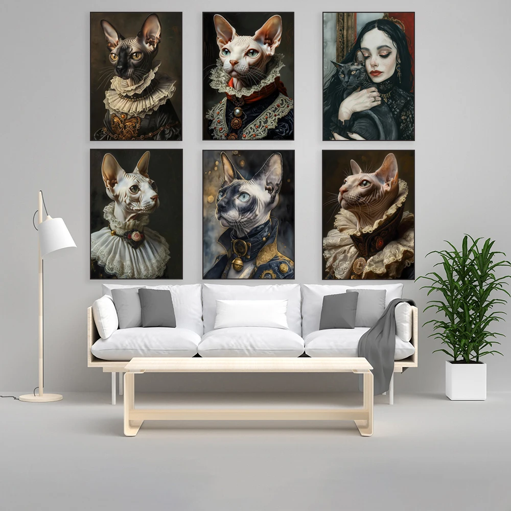 victorian sphinx cat, moody cat print, dark academia, gothic sphinx cat art, witch, dark academia wall art, home decor poster - Image 4
