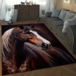 Elegant Horse Portrait Rug for Elegant Living Spaces,Realistic Equine Art Carpet, Classic Home Decor Items Skid resistant carpet