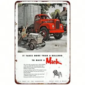 Vintage Mack Truck Metal Sign, Rustic Retro Tin Wall Decor for Garage Man Cave Bar Home Office