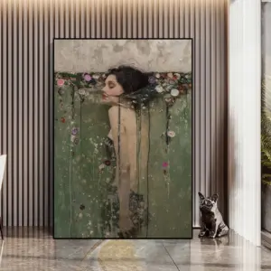 Mihail Zablodski's Work Vintage Petals Elegant Woman In Water Art Posters Print Dreamy Sleeping Woman Canvas Painting Home Decor