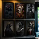 Crow Witch Bat Skull Dark Academia Poster Print For Bedroom  Home Decor Cartoon Movie Canvas Painting Wall Art HD Picture Mural