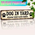 Paw Print Decor "Dogs in Yard - Please Keep Gate Closed" Sign 16x4 Inch, Rustic Farmhouse Style for Porch Cafe Outdoor