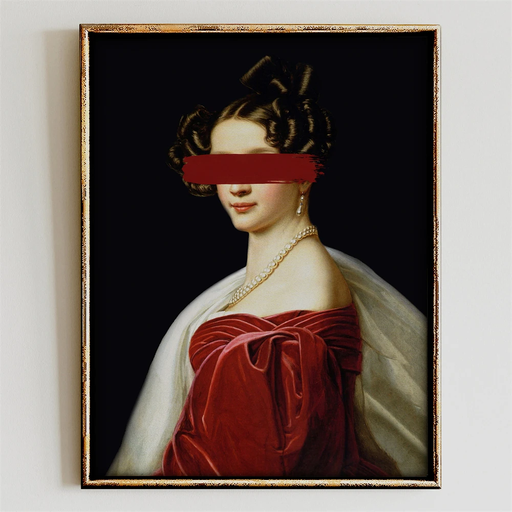 Funny Altered Art Portrait Poster Dark Academia Rococo Print Vintage Pastel Portrait Canvas Painting Bubblegum Baroque Art Print - Image 5