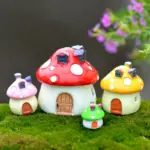 1Pc Mushroom House Resin Fairy Garden Craft Decoration Miniature Micro Gnome Terrarium Mediterranean House Castle 4 Sizes