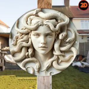 Medusa Wall Art Decor - Greek Mythology Snake Head Metal Sign 20x20 Inch, Vintage Elegant Wall Plaque for Living Room Bedroom