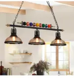 Retro Billiard Pendant Lamp LED with 3 Glass Shades Adjustable chandelier Dining Table For Bar Indoor Industrial Decor Lights