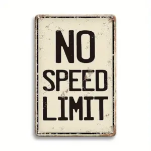 Vintage Metal Tin Sign "No Speed Limit" - Rustic Wall Decor for Home, Bar, Cafe, Garage, Farmhouse Bathroom,Metal Wall Art Decor