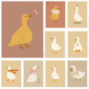 Blue Duck Cottagecore King Cute Goose Poster Print Wall Art Pictures Canvas Painting Room Bedroom Home Decor Gift Frameless