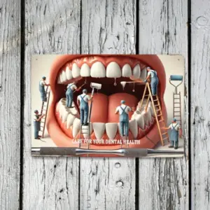 Vintage Dental Sign Iron Wall Art for Teeth Health Care Motivational Quote