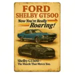 Shelby GT500 Ford Mustang Tin Sign Metal Wall Art 20x30cm Garage Home Decor Rustic Retro Collectible Poster