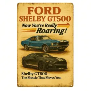 Shelby GT500 Ford Mustang Tin Sign Metal Wall Art 20x30cm Garage Home Decor Rustic Retro Collectible Poster